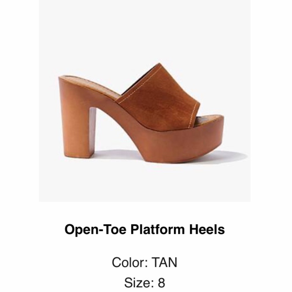 Open Toe Platform Tan Heels